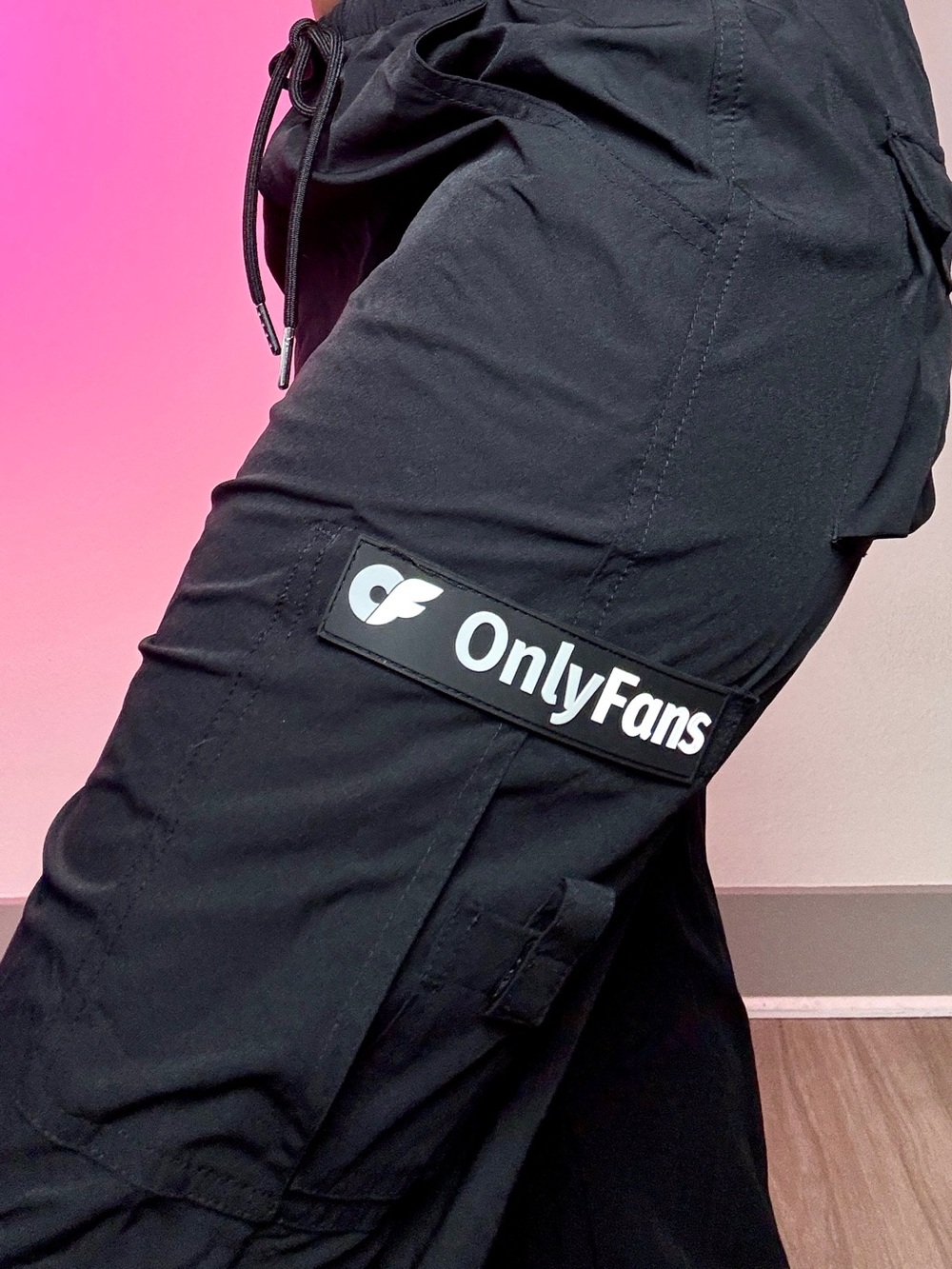 Black Cargo Pants with OF Logo